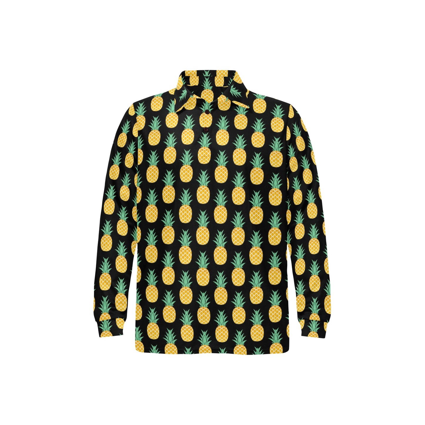 Pineapple Pattern Print Design A03 Long Sleeve Polo Shirt For Men's