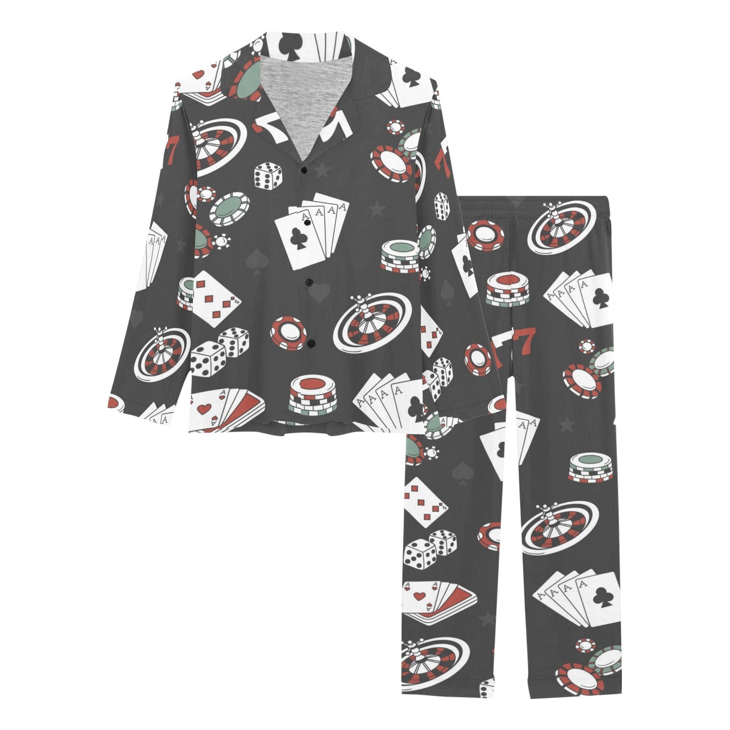 Casino Pattern Print Design 02 Women's Long Pajama Set