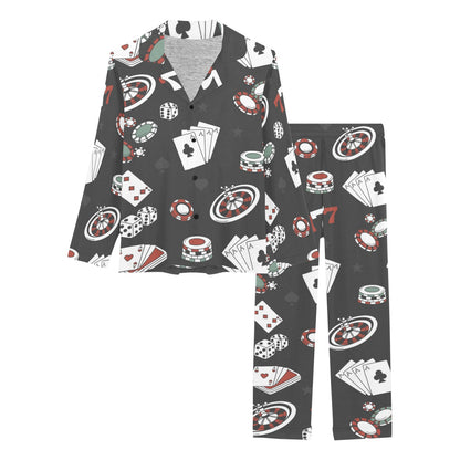 Casino Pattern Print Design 02 Women's Long Pajama Set