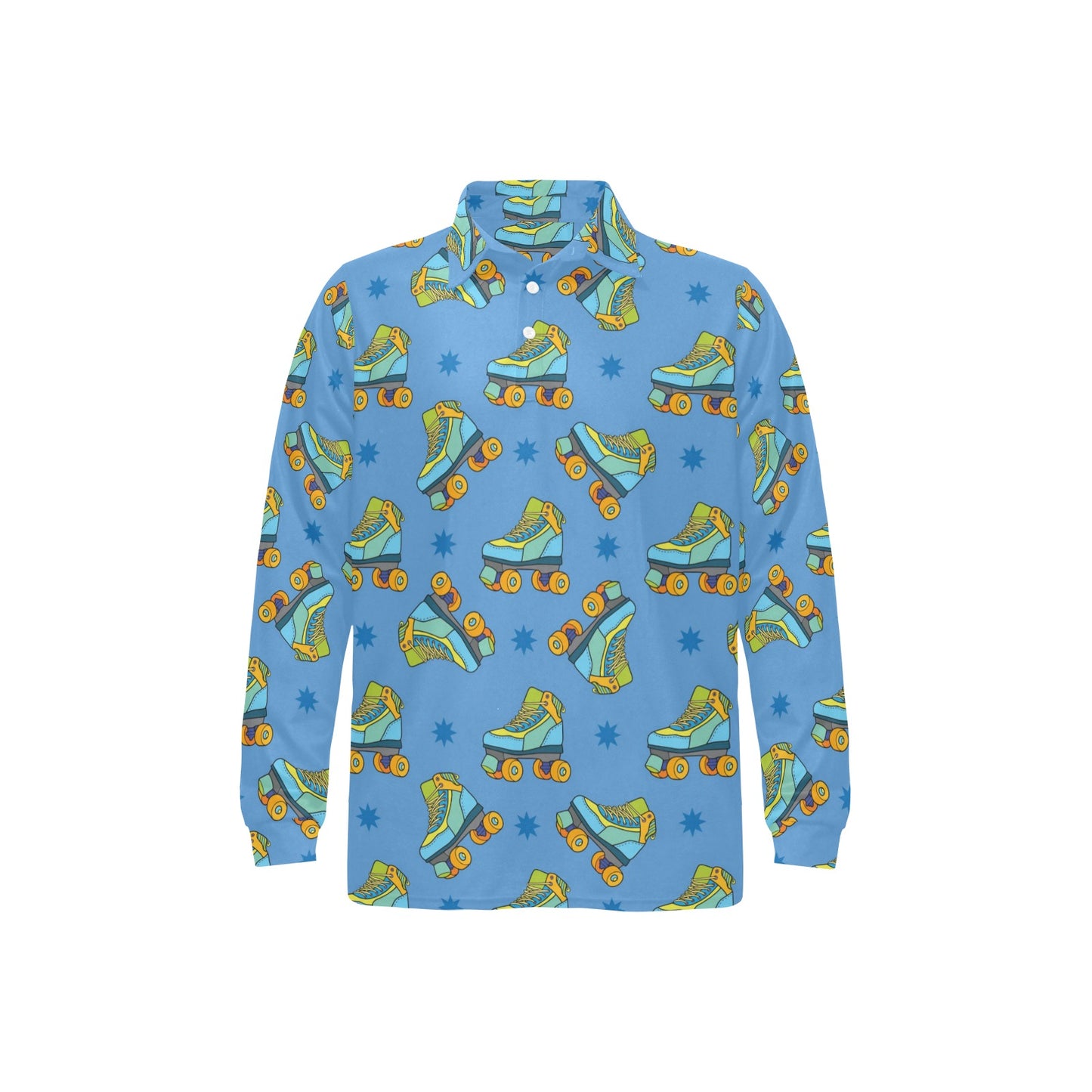 Roller skate Pattern Print Design A04 Long Sleeve Polo Shirt For Men's