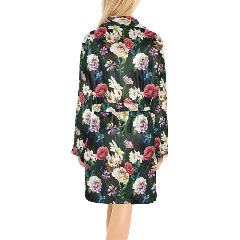 Summer Floral Print Design LKS303 Women's Fleece Robe