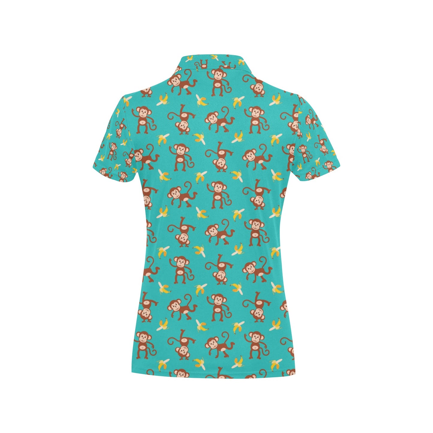 Monkey Banana Design Themed Print Women's Polo Shirt