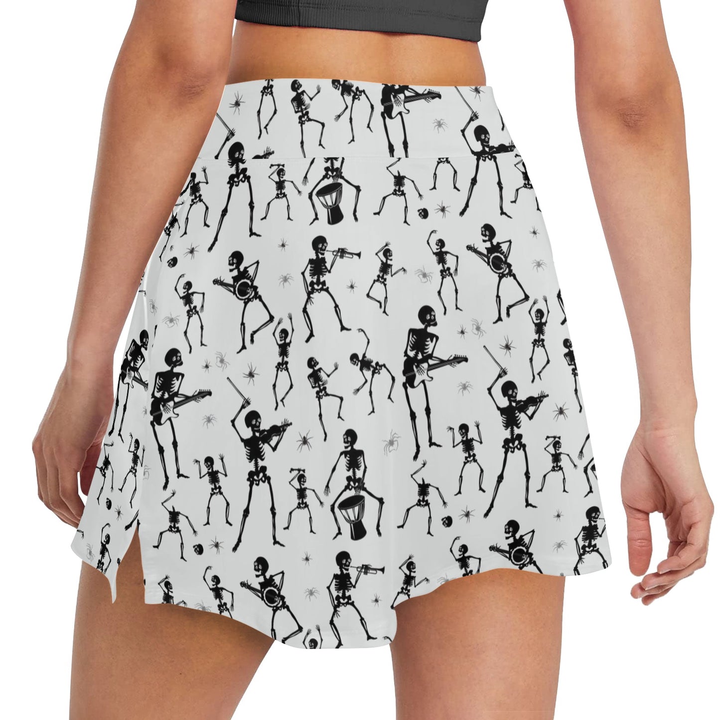 Skeleton Music Player Print Design LKS303 17" Golf & Pickleball Skort with Pockets