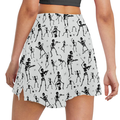 Skeleton Music Player Print Design LKS303 17" Golf & Pickleball Skort with Pockets