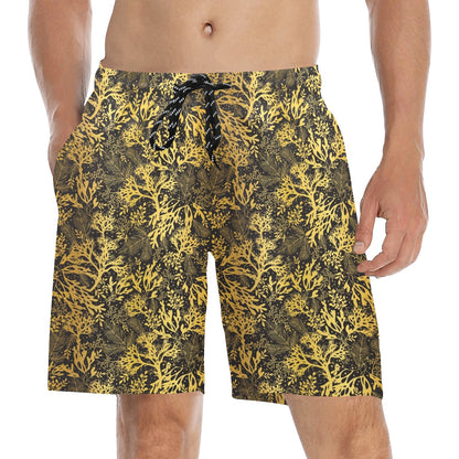 Seaweed Print Design LKS303 Men's Swim Trunks Beach Shorts