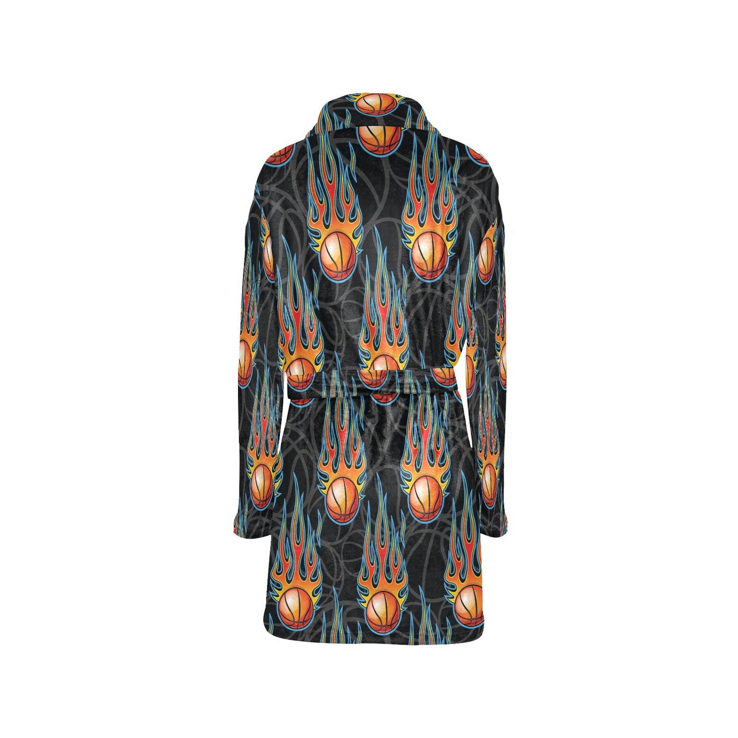 Basketball Fire Print Pattern Women's Fleece Robe