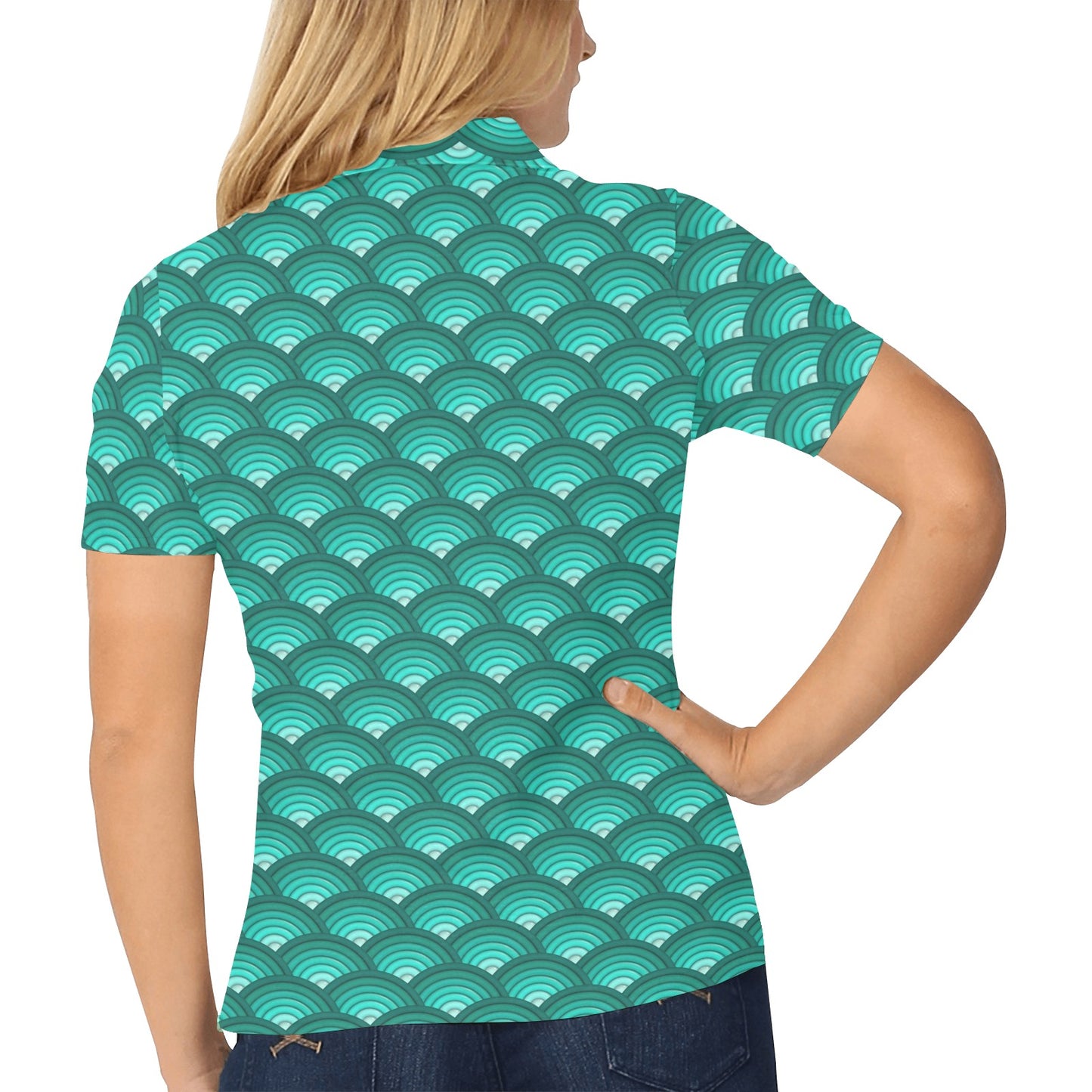 Scales Pattern Print Design 01 Women's Polo Shirt
