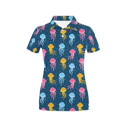 Jellyfish Pattern Print Design 04 Women's Polo Shirt