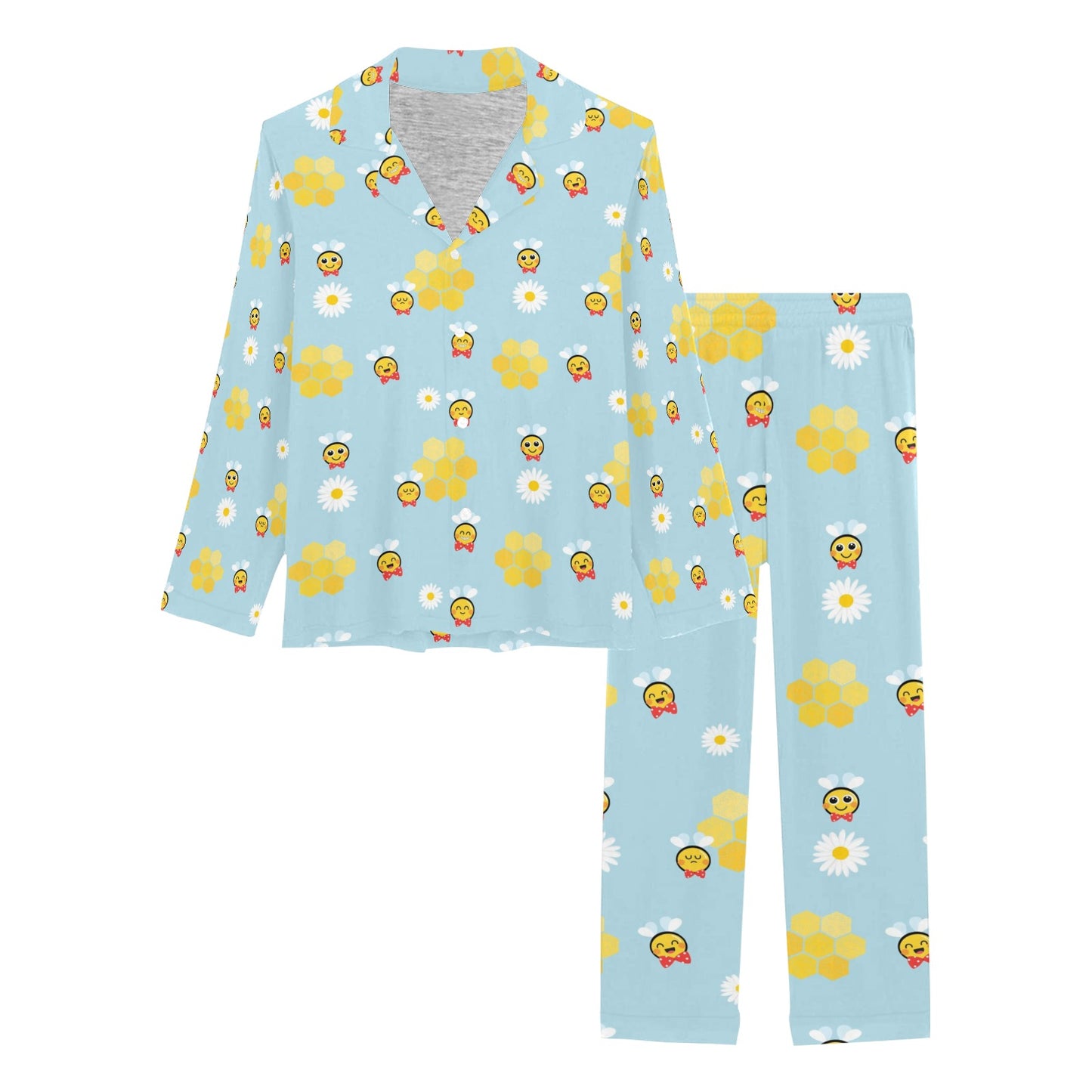 Bee Cute Print Design LKS304 Women's Long Pajama Set