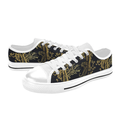 Tiger Gold Print Design LKS307 Women's White Low Top Shoes