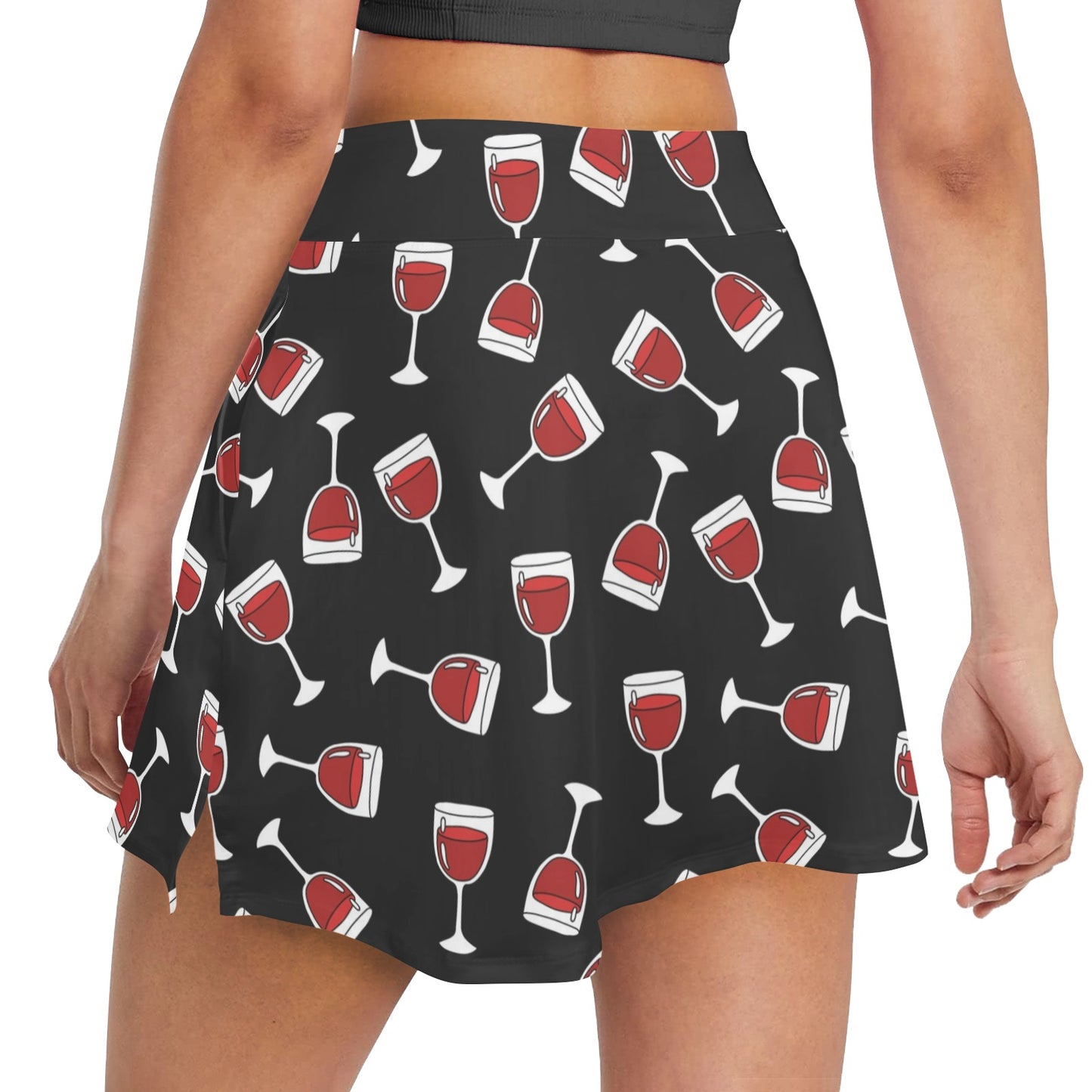 Wine Glass Print Design LKS303 17" Golf & Pickleball Skort with Pockets