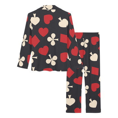 Poker Cards Pattern Print Design A02 Women's Long Pajama Set