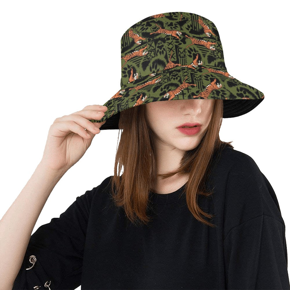 Tiger Pattern Print Design LKS303 Unisex Bucket Hat