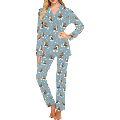 Beagle Pattern Print Design 02 Women's Long Pajama Set