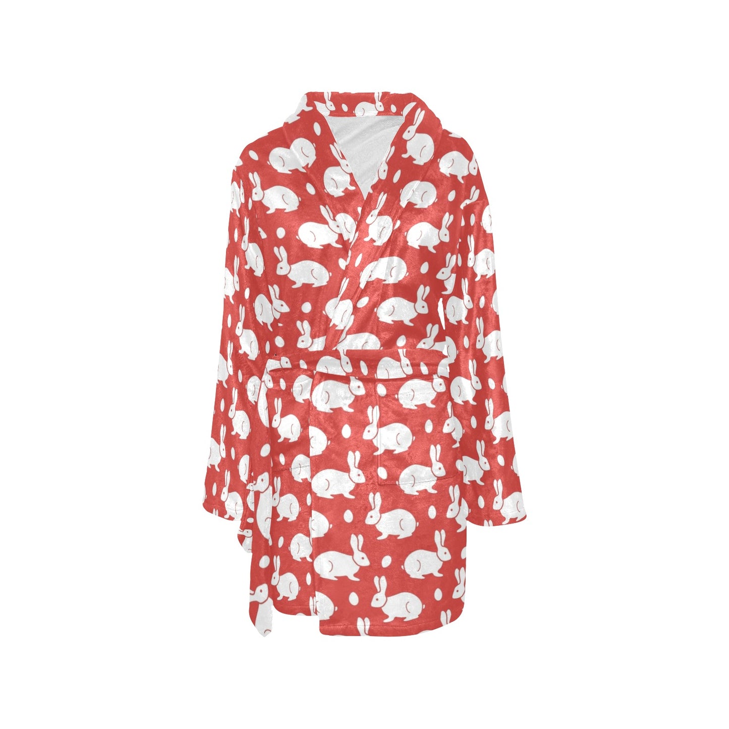 Rabbit Pattern Print Design RB017 Women's Fleece Robe