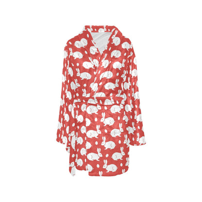 Rabbit Pattern Print Design RB017 Women's Fleece Robe
