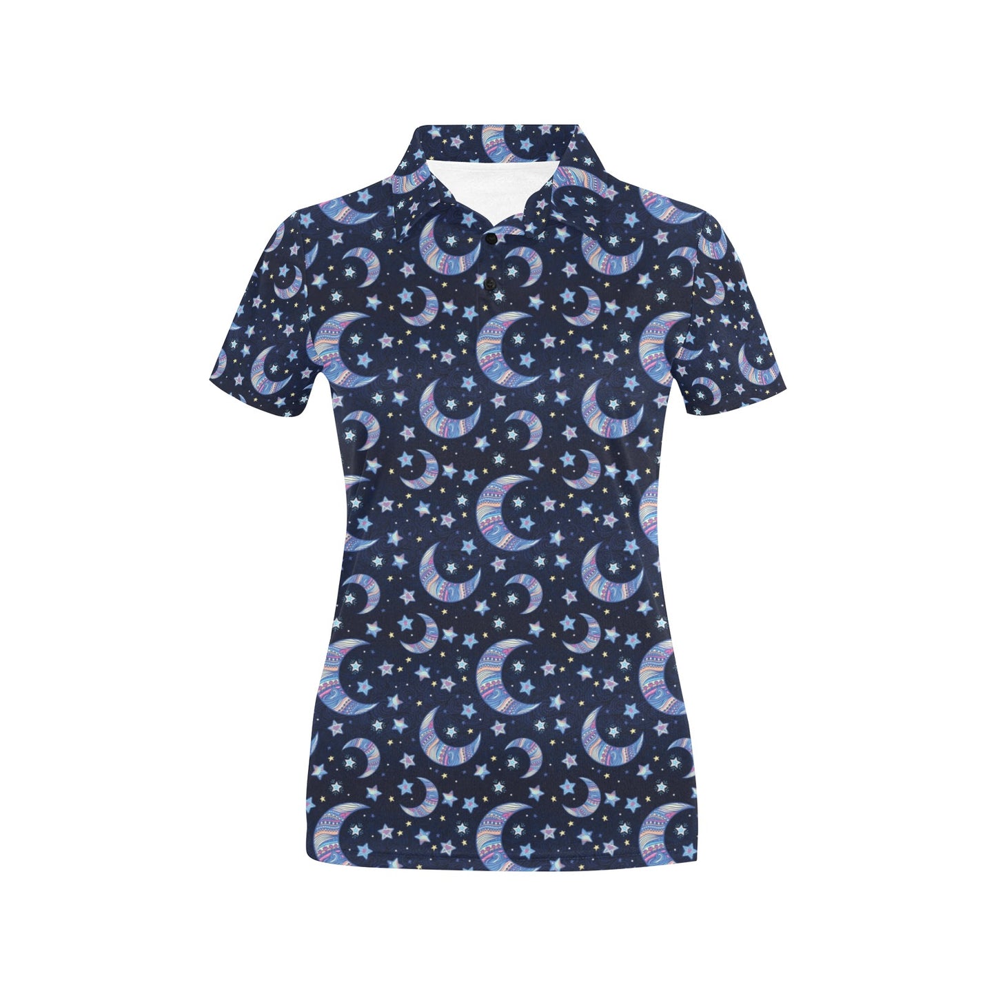 Celestial Moon Pattern Print Design 03 Women's Polo Shirt