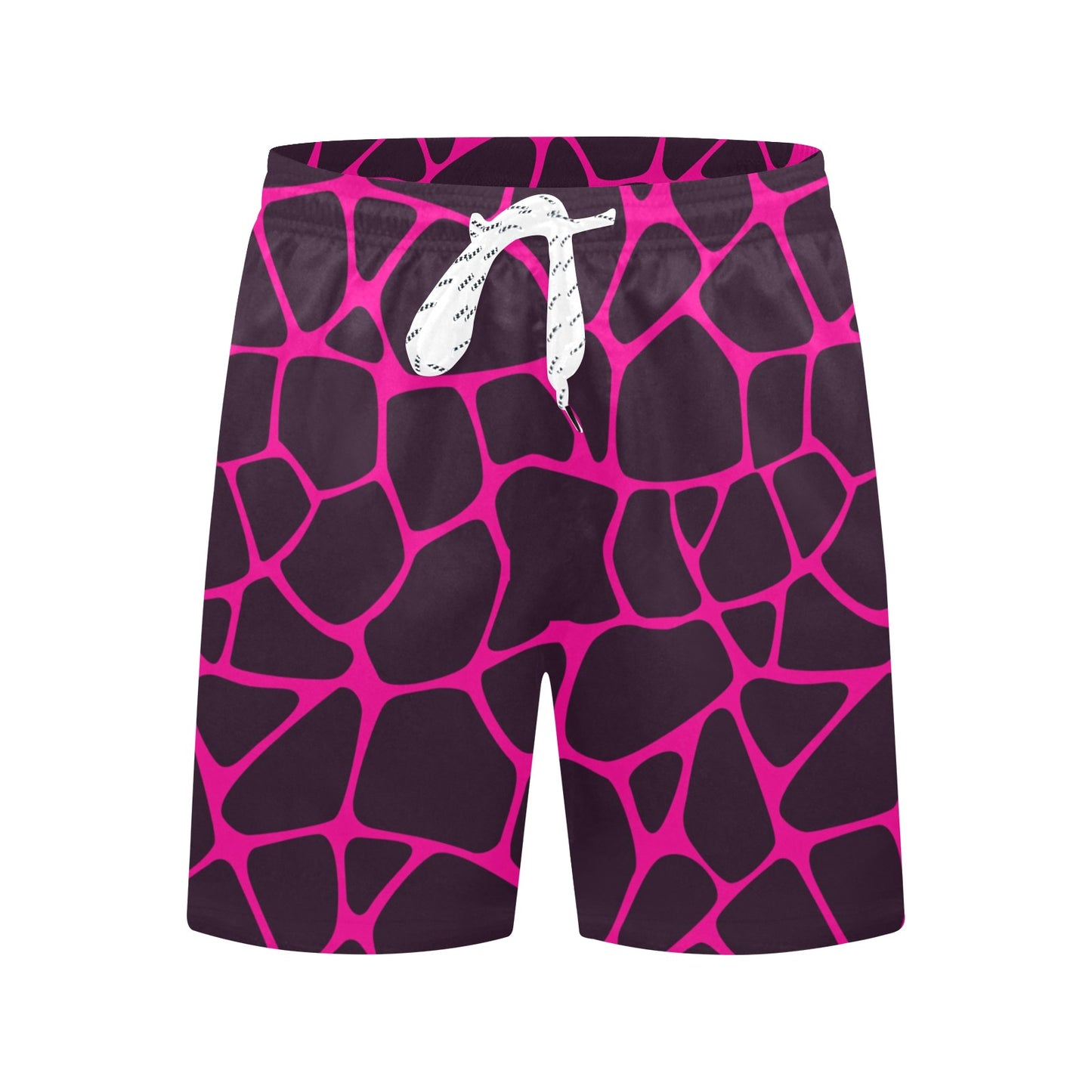 Giraffe Pink Background Texture Print Men's Swim Trunks Beach Shorts