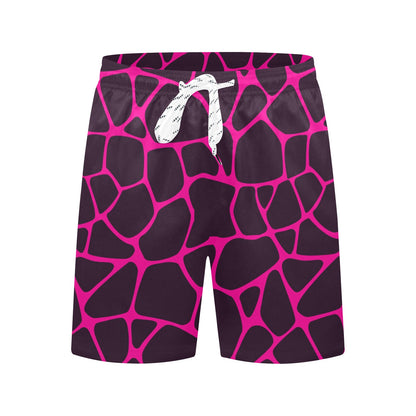 Giraffe Pink Background Texture Print Men's Swim Trunks Beach Shorts