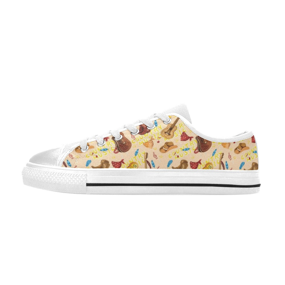 Western Lifestyle Print Design LKS303 Women's White Low Top Shoes