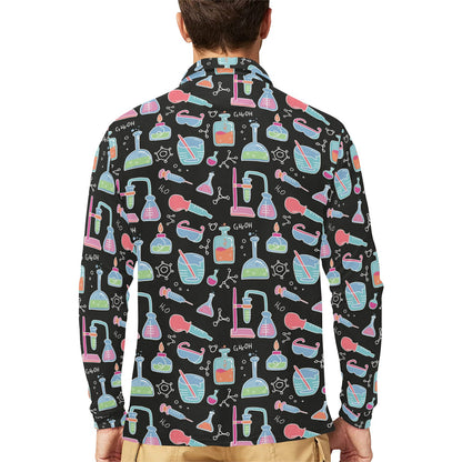 Chemical Pattern Print Design 06 Long Sleeve Polo Shirt For Men's