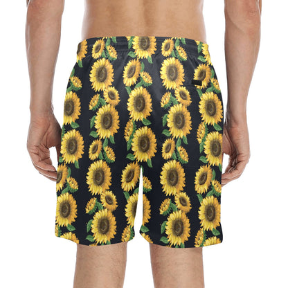 Sunflower Print Design LKS306 Men's Swim Trunks Beach Shorts