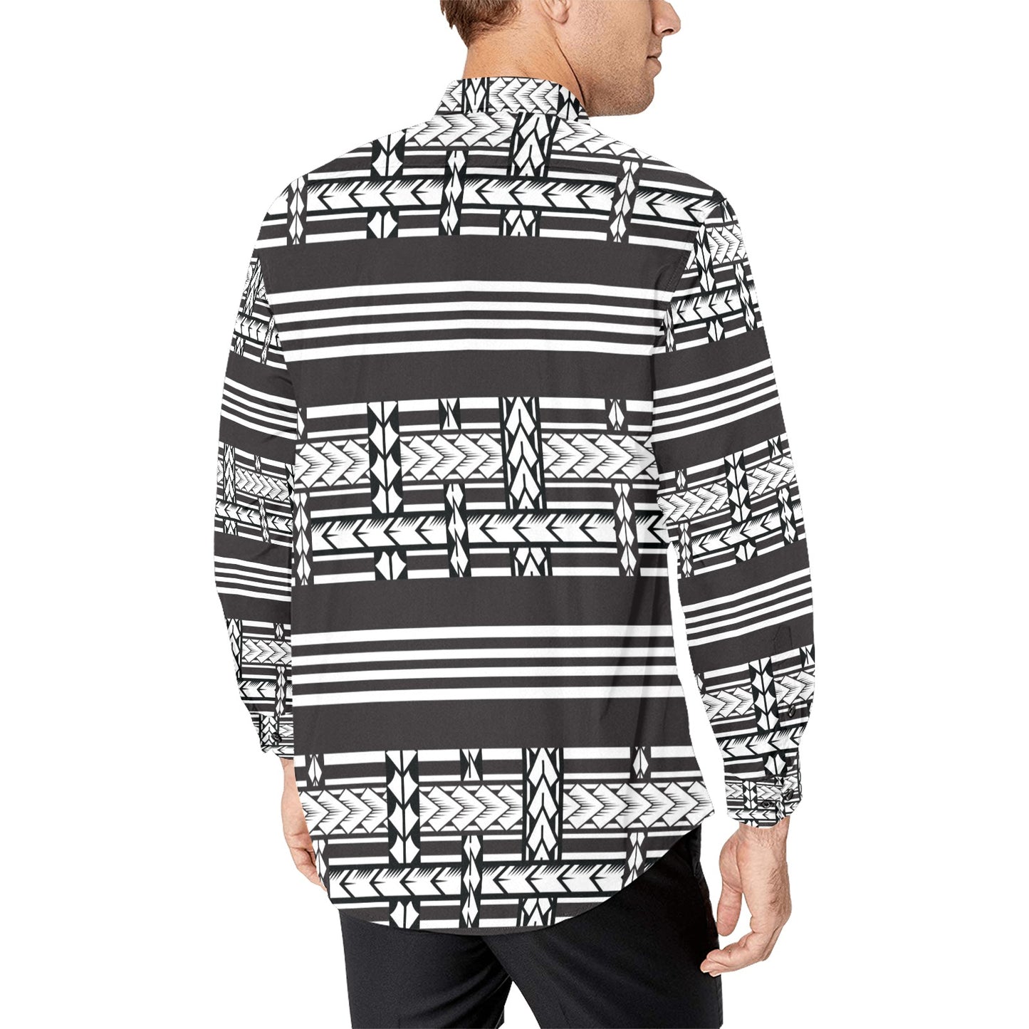 Samoan Tattoo Print Design LKS304 Men's Long Sleeve Dress Shirt