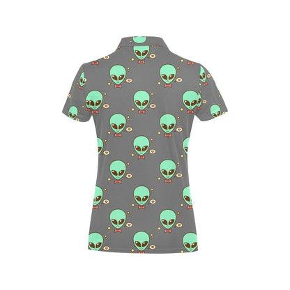 Alien Pattern Print Design 02 Women's Polo Shirt