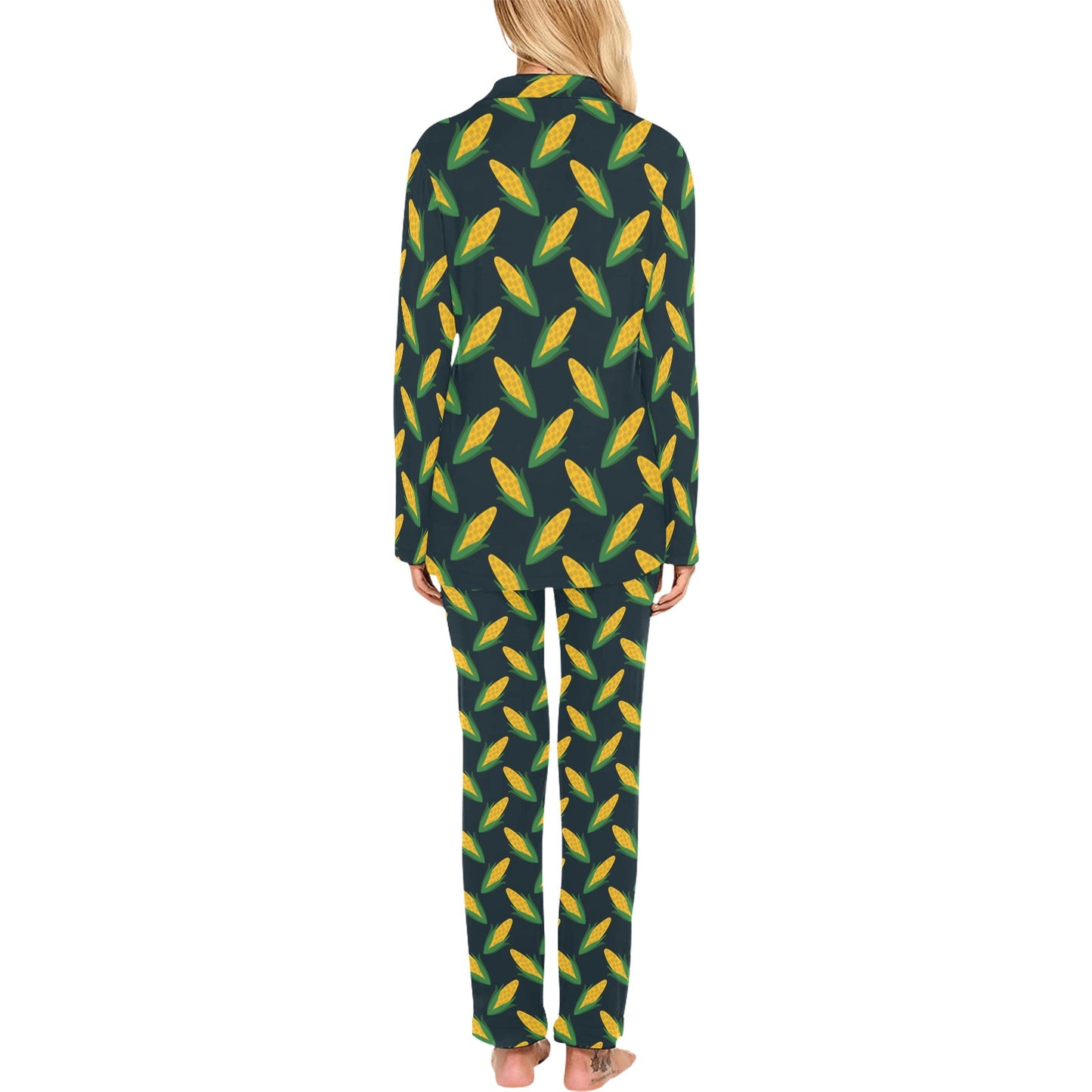 Corn Pattern Print Design 02 Women's Long Pajama Set