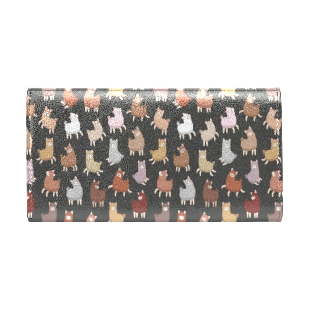 Alpaca Cute Design Themed Print Women's Trifold Wallet