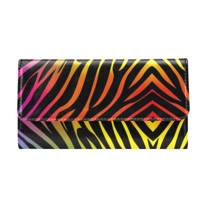 Rainbow Zebra Themed Print Women's Trifold Wallet
