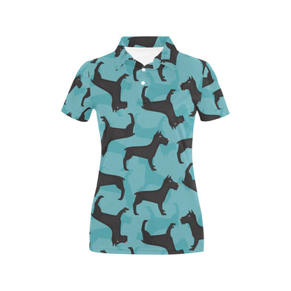 Schnauzers Pattern Print Design A01 Women's Polo Shirt