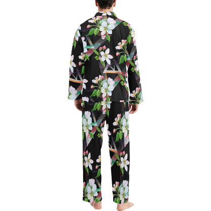 Apple blossom Pattern Print Design AB07 Men's Long Pajama Set