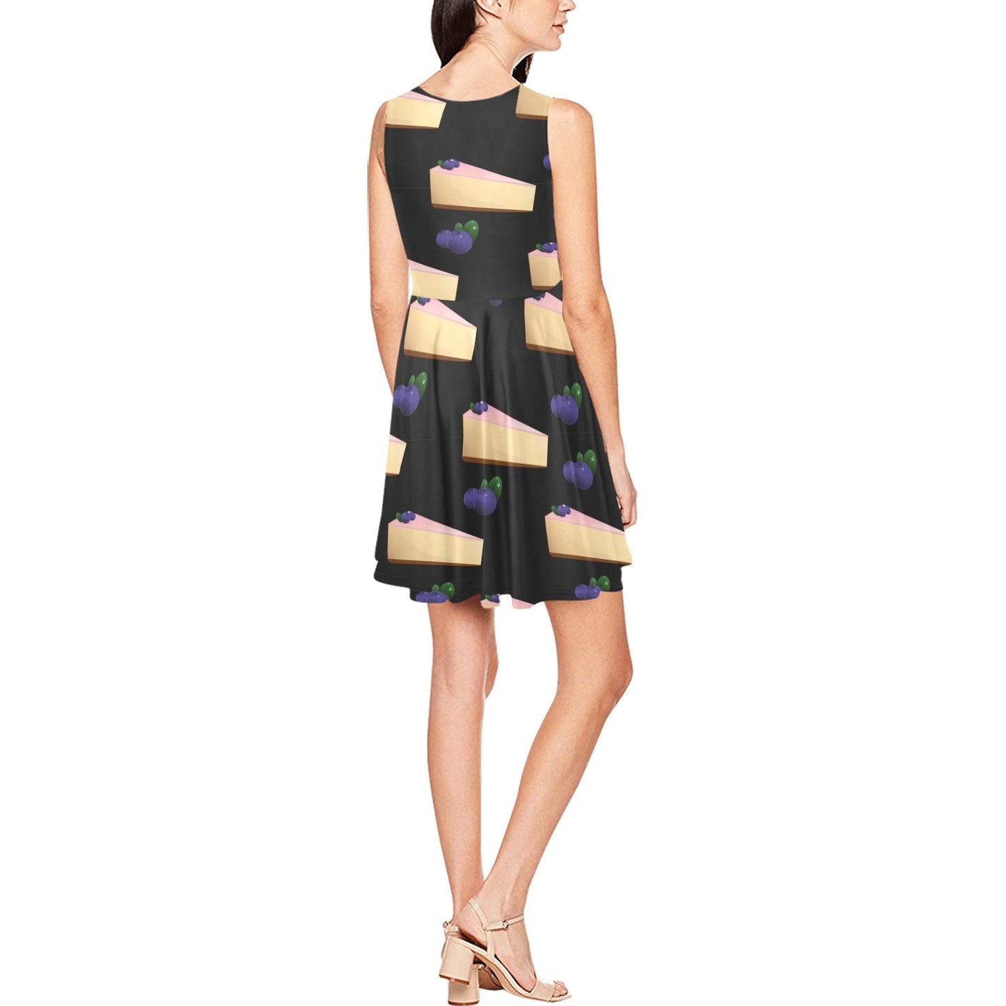 Cheesecake blueberry Pattern Print Design CK01 Sleeveless Dress