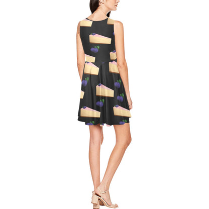 Cheesecake blueberry Pattern Print Design CK01 Sleeveless Dress