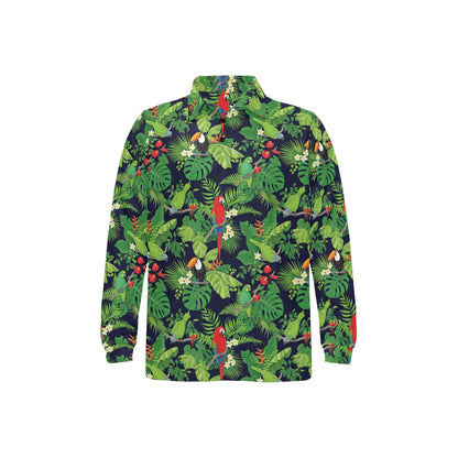 Rainforest Parrot Pattern Print Design A03 Long Sleeve Polo Shirt For Men's