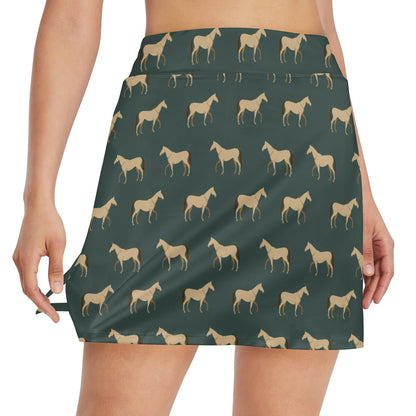 Horse Classic Themed Pattern Print 17" Golf & Pickleball Skort with Pockets