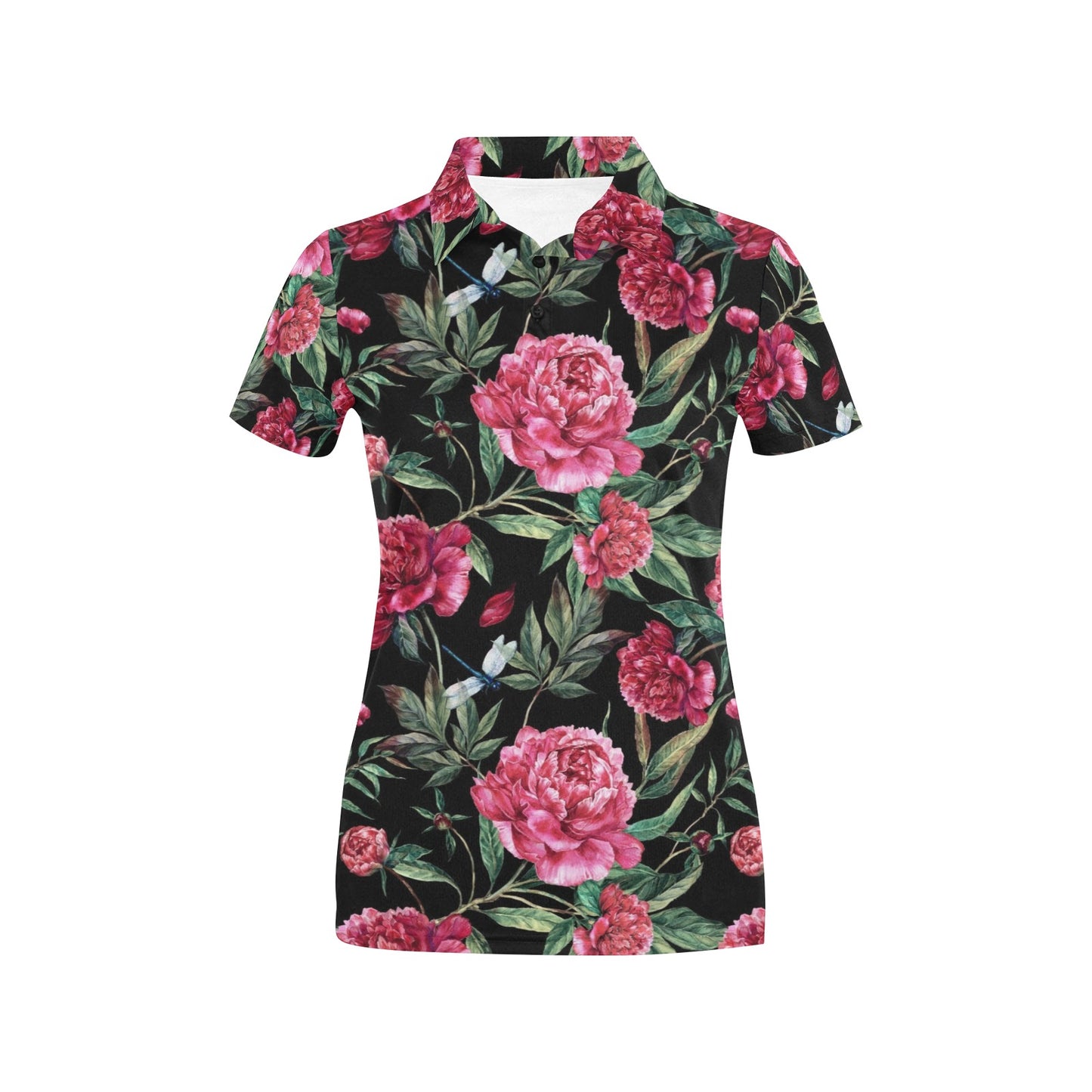 Peony Pattern Print Design PE04 Women's Polo Shirt