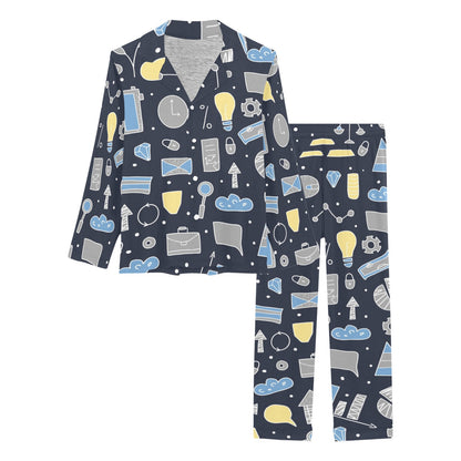 Accounting Financial Pattern Print Design 04 Women's Long Pajama Set