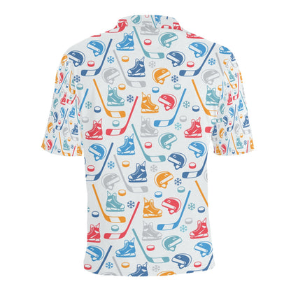 Hockey Equipment Print Design LKS301 Men Polo Shirt