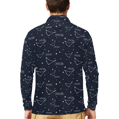 Capricorn Zodiac Pattern Print Design 01 Long Sleeve Polo Shirt For Men's