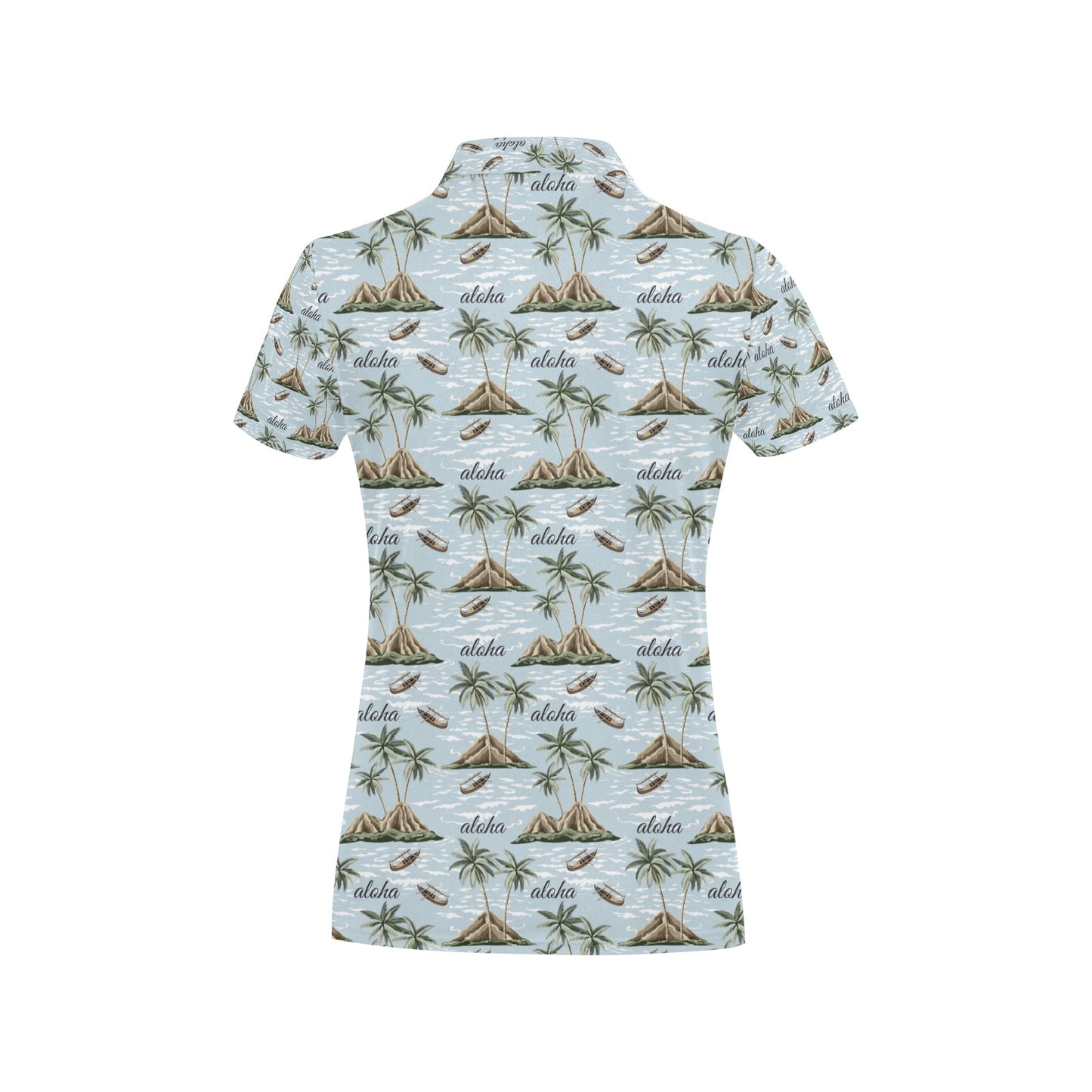 Aloha Hawaii island Design Themed Print Women's Polo Shirt