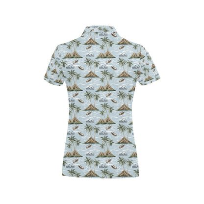 Aloha Hawaii island Design Themed Print Women's Polo Shirt