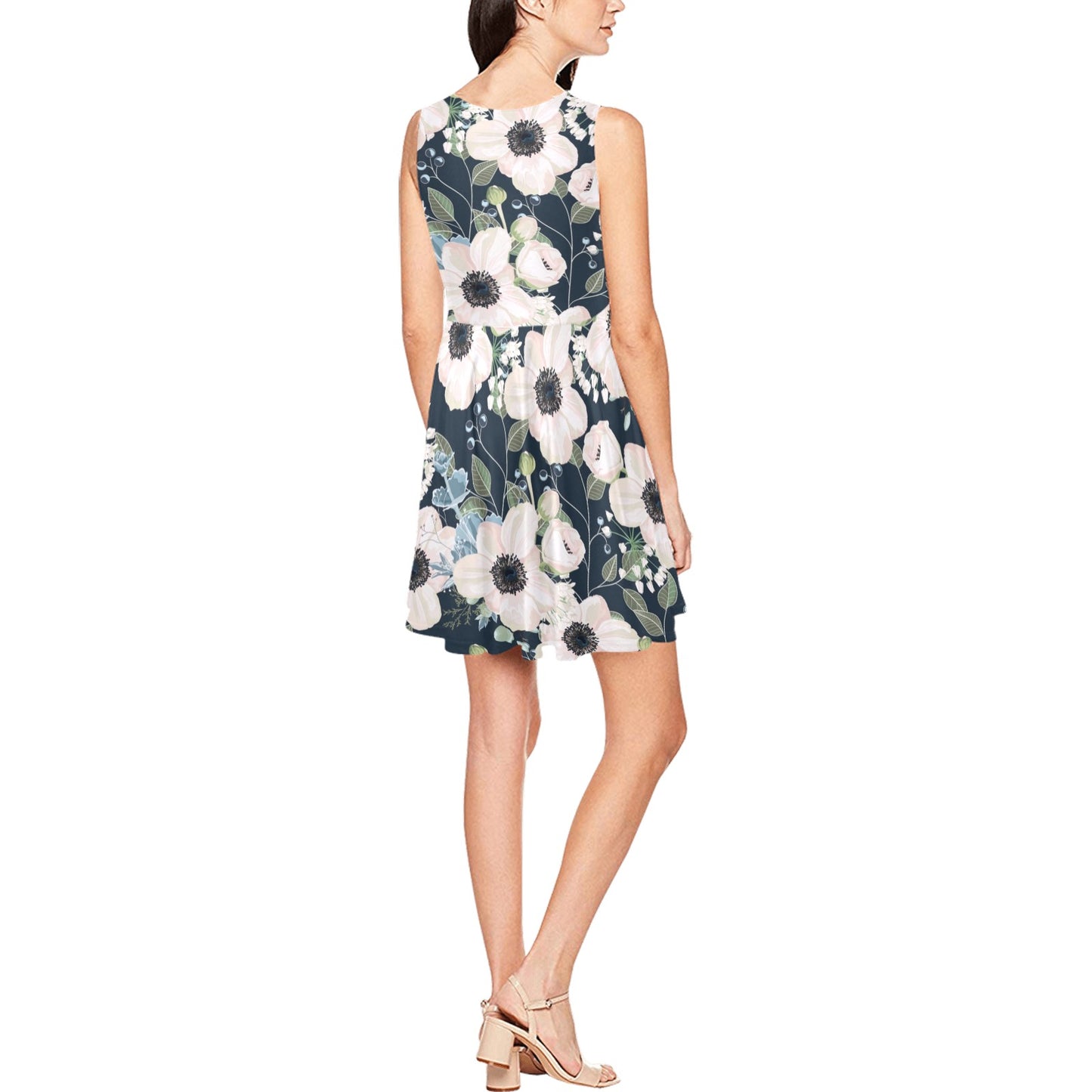 Anemone Pattern Print Design AM02 Sleeveless Dress