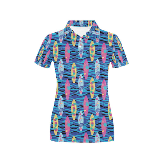 Surfboard Print Design LKS304 Women's Polo Shirt