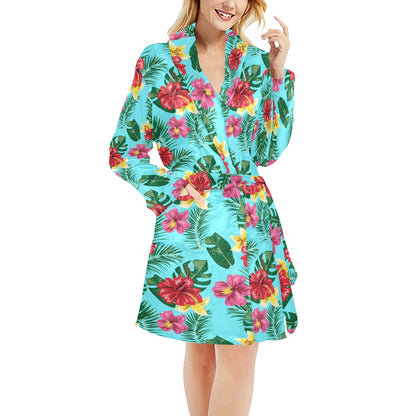 Hibiscus Hawaiian Flower Women's Fleece Robe