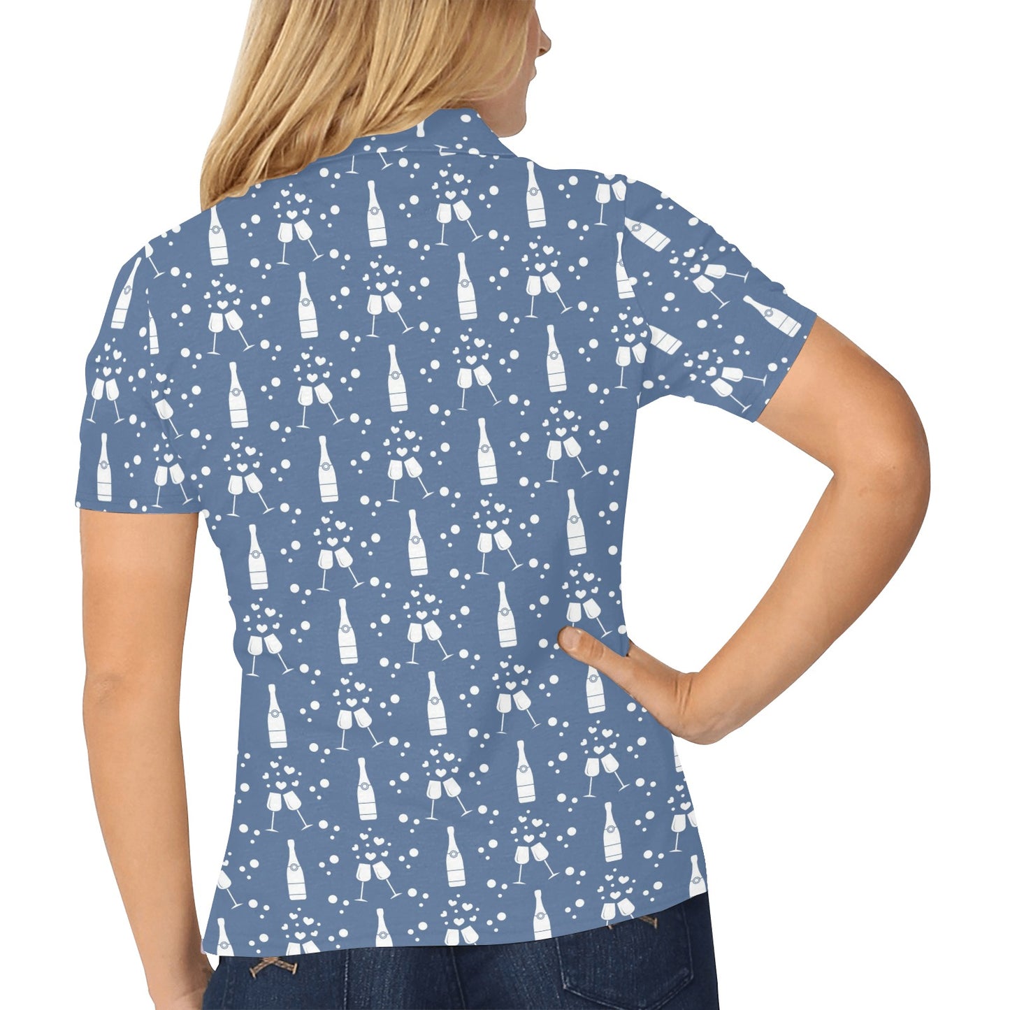 Champagne Pattern Print Design 05 Women's Polo Shirt