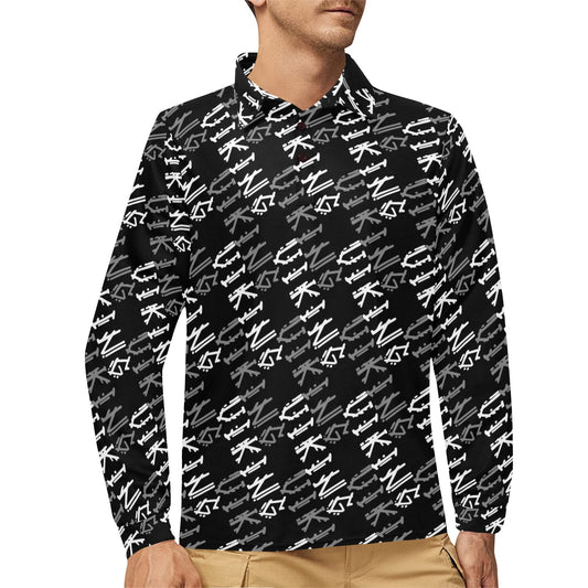 Vikings Print Design LKS306 Long Sleeve Polo Shirt For Men's