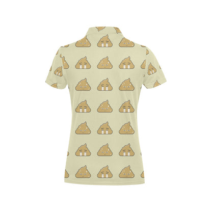 Poop Emoji Pattern Print Design A04 Women's Polo Shirt