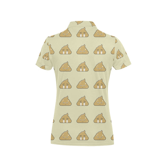 Poop Emoji Pattern Print Design A04 Women's Polo Shirt